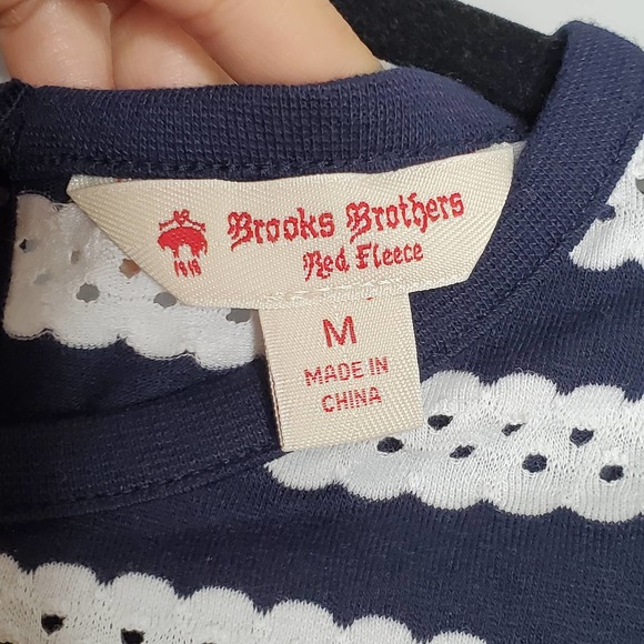BROOKS BROTHERS Red Fleece Navy Blue White Short Sleeve T-Shirt Sz Medium M - Picture 4 of 6